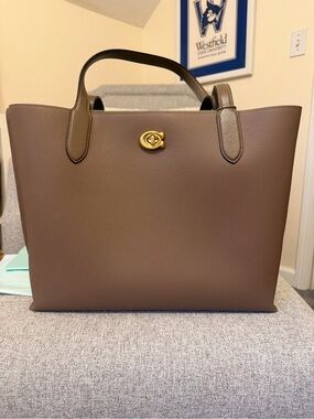 Coach Leather Tote Bag with Gold Turn-Lock